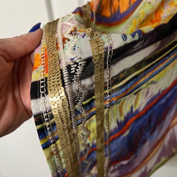 Bebe Embellished Colorful Printed Kaftan Size XS - Picture 5 of 5